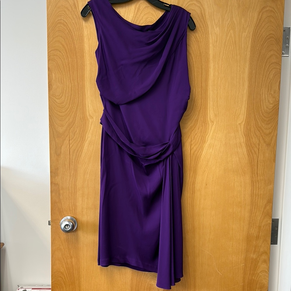 Diane Von Furstenberg Purple Ruched Asymmetrical Cocktail Dress